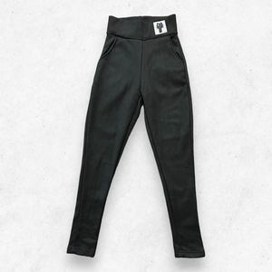 Cozy Leggings Girls Size Small‎ Black Cute Cat Pockets Winter Pants Skinny